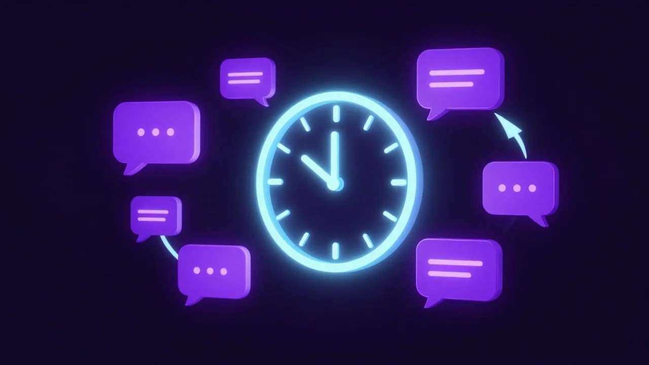 Relógio cercado por mensagens — recuperação automática de leads